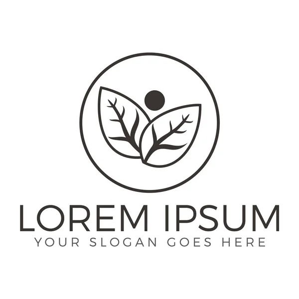 yeşil yaprak ve sağlık logosu.