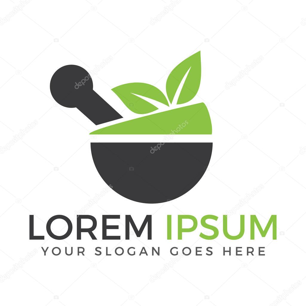 Natural mortar and pestle logo.