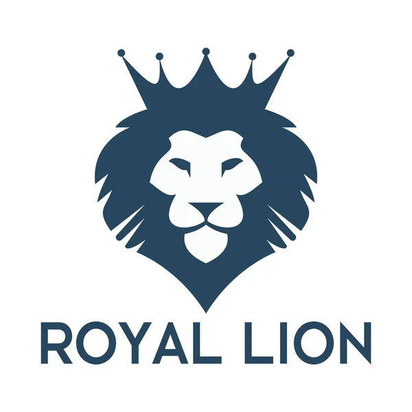 Aslan kafa ile taç vektör logo tasarımı.