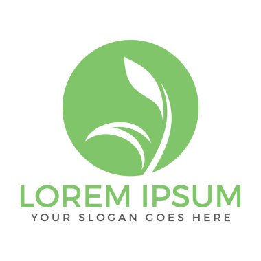 Yeşil yaprak ekoloji doğa öğesi vektör simgesi logosu. 