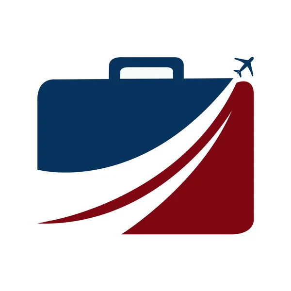 Дизайн векторного логотипа багажа и самолета . — стоковый вектор