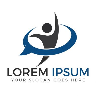 Mutlu insan karakteri vektör logosu. Sağlıklı insan logosu.