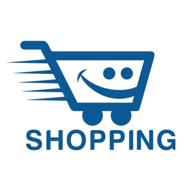 Alışveriş sepeti vektör logo tasarımı gülümseyen. 