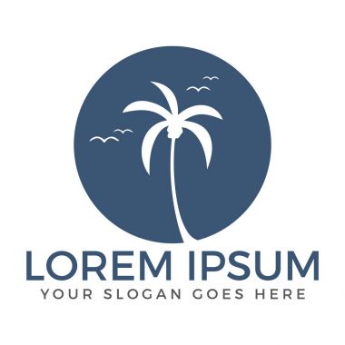 Palmiye ağacı seyahat ve Turizm vektör logo tasarımı.