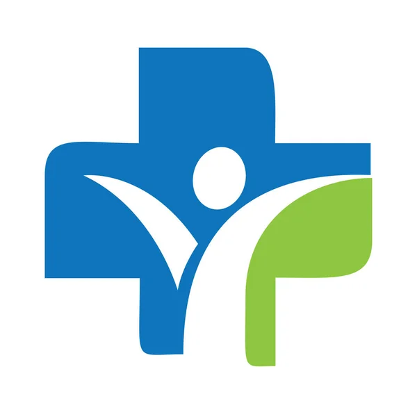 Croix médicale et conception de logo de caractère humain . — Image vectorielle