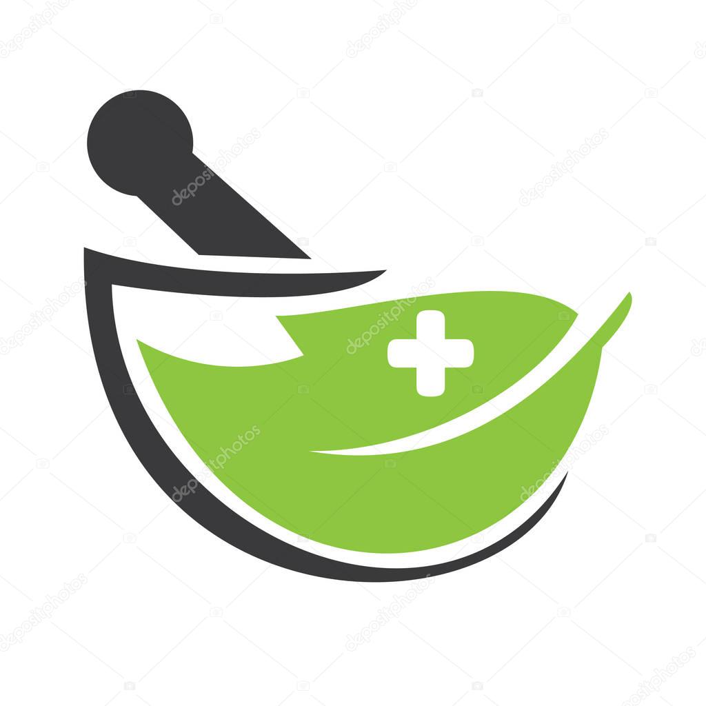Natural mortar and pestle logo template design