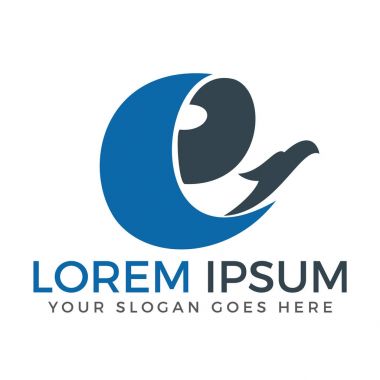 E Harfi ve kartal vektör logo tasarımı.