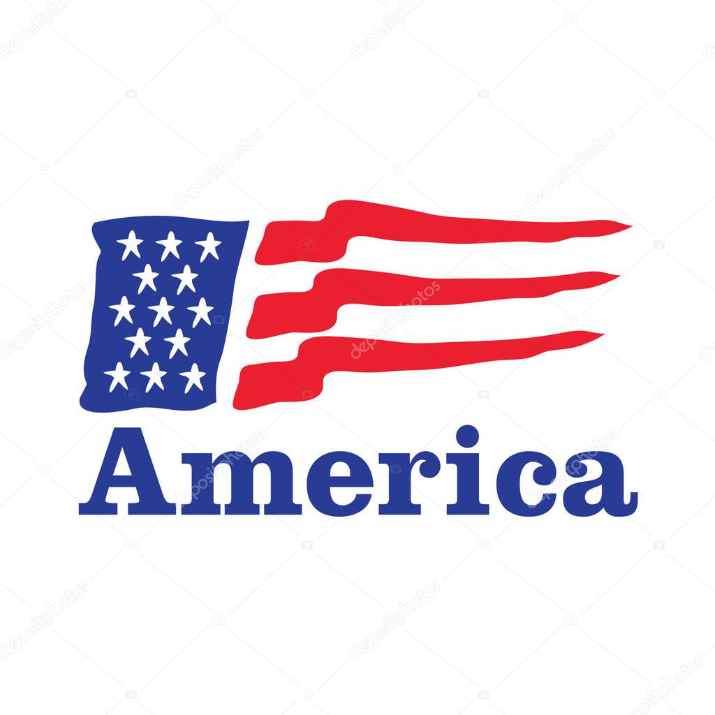USA patriot tech  logotype. Moving digital line symbol