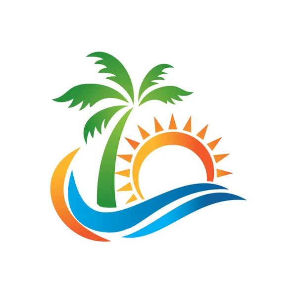 Seyahat Acentası tropikal resort beach hotel spa için logo. Yaz tatil sembolü.