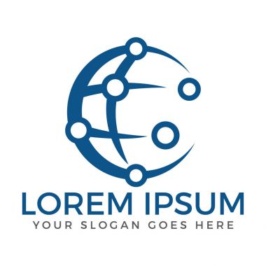 Ağ iletişimi ve veritabanı bağlantısı vektör logo tasarımı.