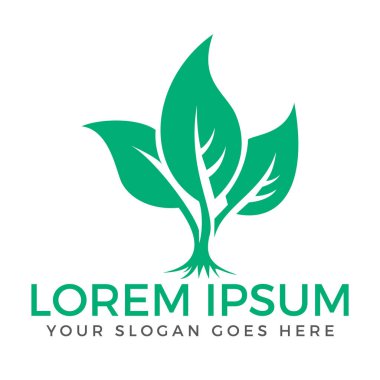 Yeşil yaprakları ekoloji doğa öğesi vektör simgesi logosu. 