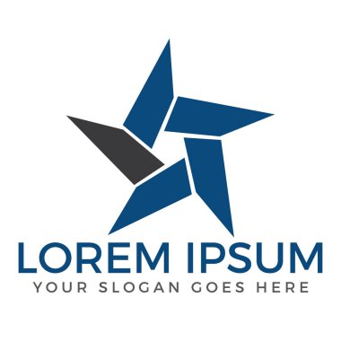Vektör yıldız logo tasarımı. Lider patron yıldız, kazanan, yıldız derecelendirmesi, sırası. Yıldız Astroloji sembolü.