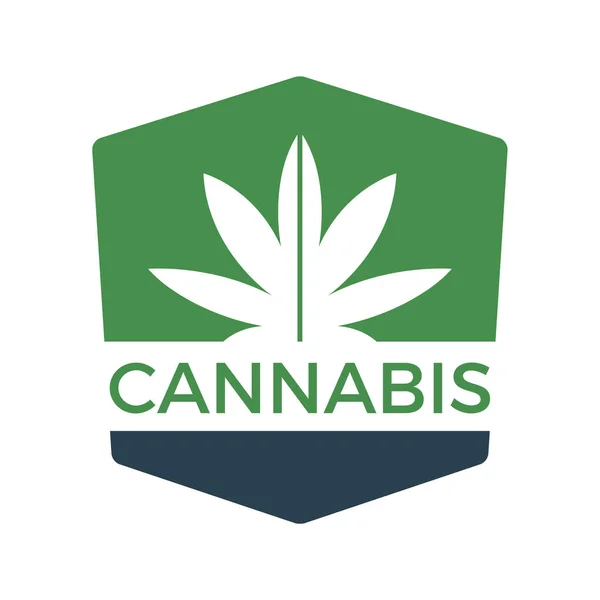 Cannabis ou maconha logotipo folha vector verde . — Vetor de Stock