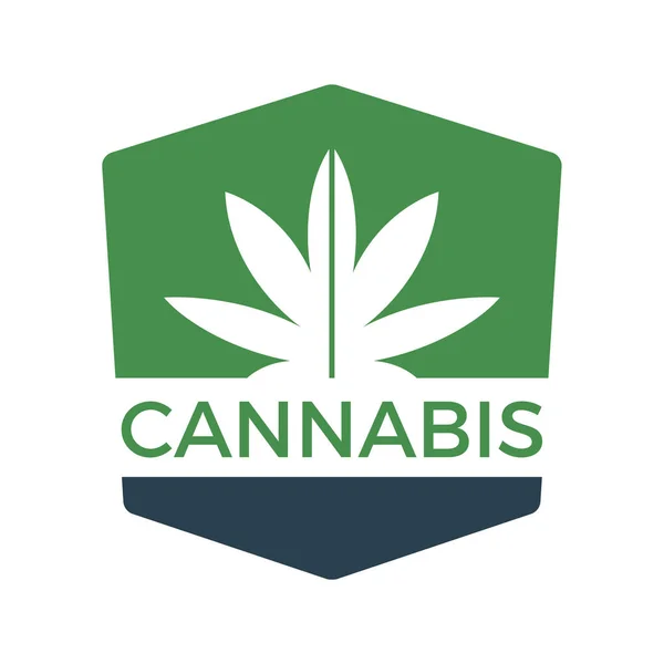 Cannabis ou maconha logotipo folha vector verde . —  Vetores de Stock