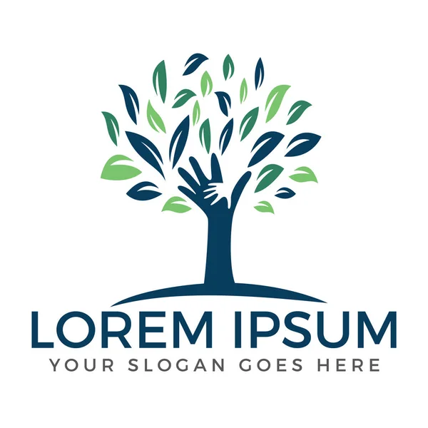 İnsan eli bakım ağaç vektör logo tasarımı ile.