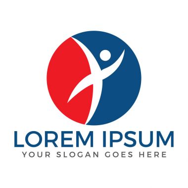 Mutlu insan vektör logo tasarım şablonu. Sağlık ve fitness işareti.