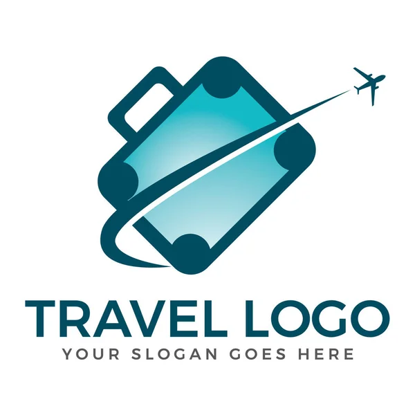 Logo de viaje. Diseño del logo del vector de viaje equipaje . — Vector de stock