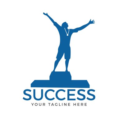 Kazanan insan logo tasarımı. Başarı logo tasarımı.