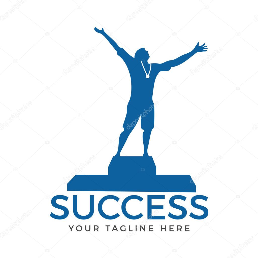 Vector set of man logo, human logo, leadership logos, icons, illustrations. Business, sport logo family logo concept.
