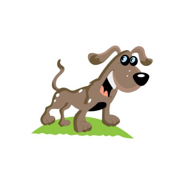 Köpek vektör çizimi. Çizgi film hayvanı beyaz arkaplanda izole edildi.