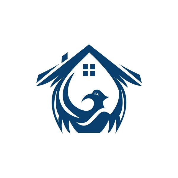 Projekt Wektora Logo Domu Phoenix Orzeł Ptak Domu Wektor Ilustracji — Wektor stockowy