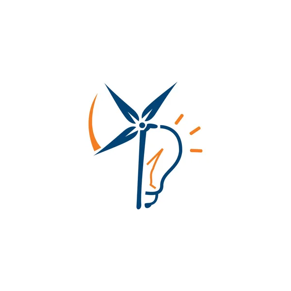 Stromerzeuger Logo Konzept Glühbirne Und Wasser Wind Vektor Logo Design — Stockvektor