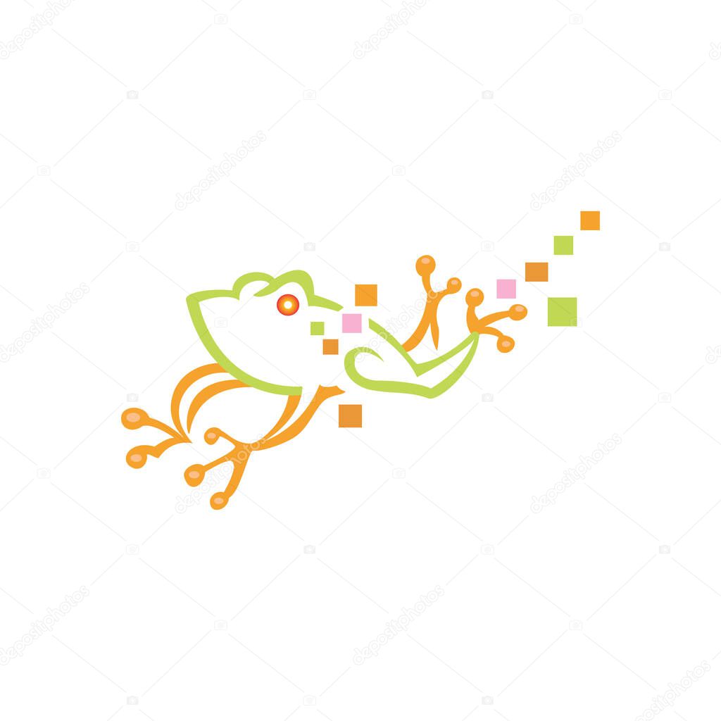 Creative frog logo design.