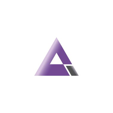 A harfi ya da delta piramidi geometrik üçgeninde üç element logosu var. Üçlemeci sembolü. İş kimliği teknisyeni. 