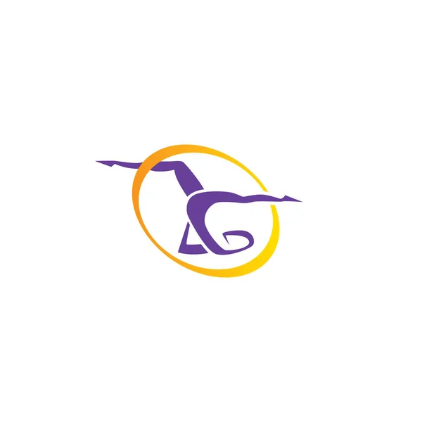 Yoga Pozunun Vektör Çizimi Jimnastik Yoga Logosu Şablonu — Stok Vektör
