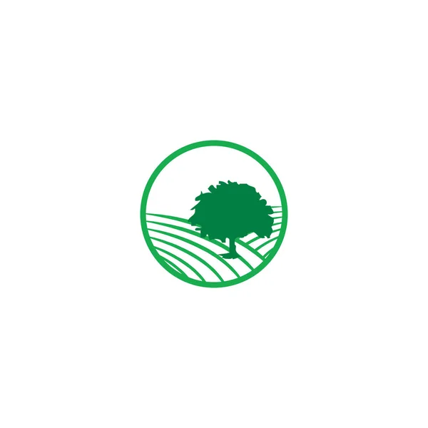 Fazenda Vintage Com Desenhos Logotipo Árvore Logotipo Carvalho — Vetor de Stock
