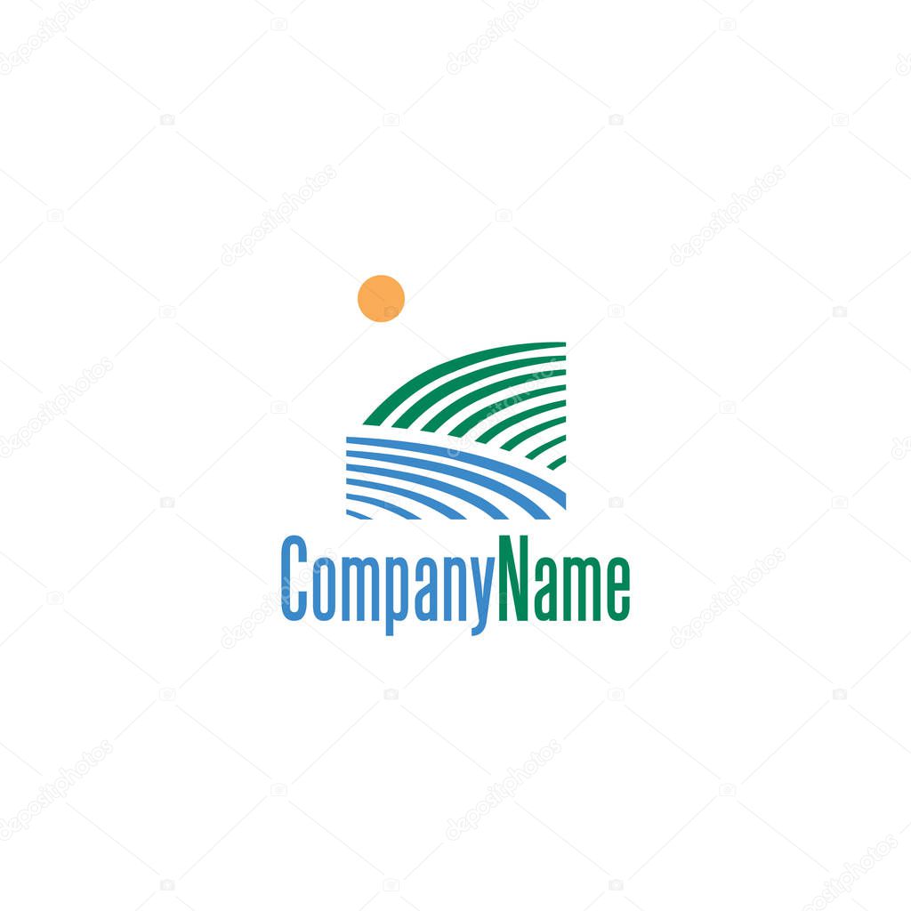 Vector logo of nature abstract elements. Outline icon of landscape.