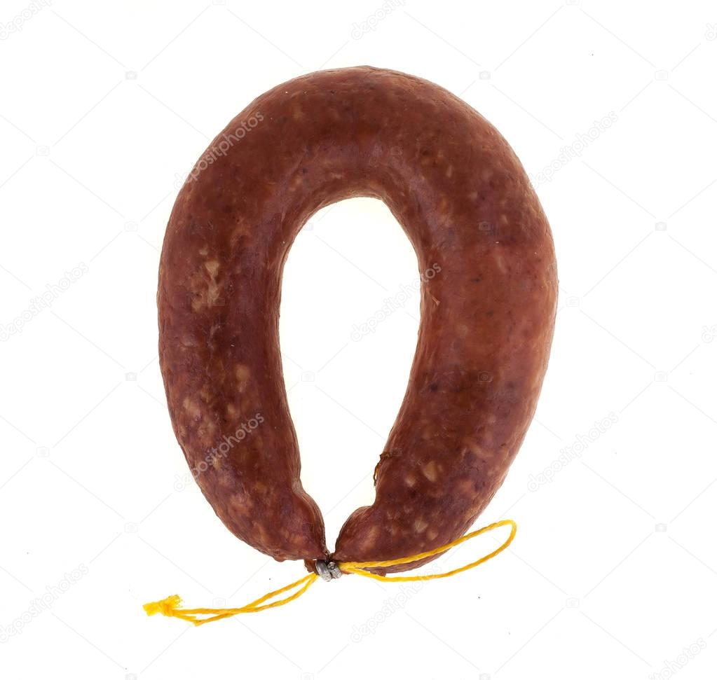 Krakow sausage. Isolated on white background