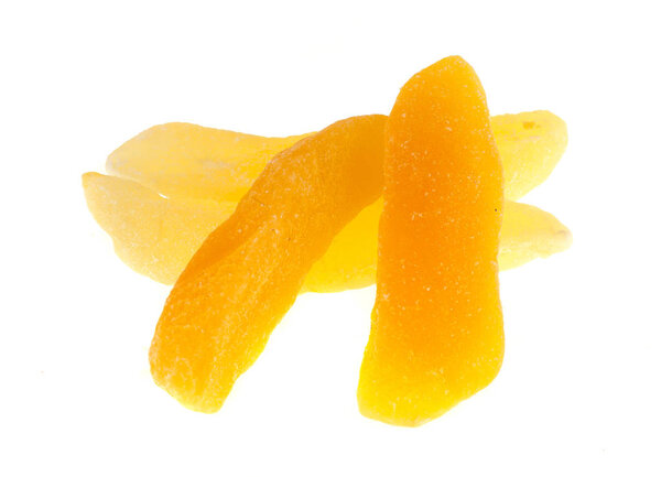 Candied fruits: Dried Thai melon isolated on white background