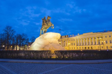 Rusya. St. Petersburg. Büyük (bronz Süvari Peter anıt)