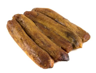 Kurumuş muz beyaz arka planda izole