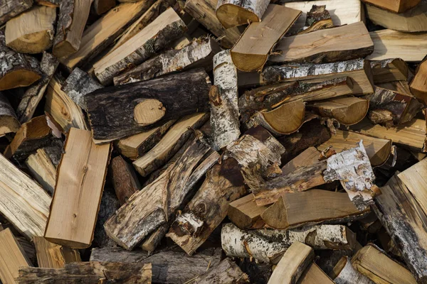 Background Firewood Pile Chopped Firewood Russian Stove — Stockfoto