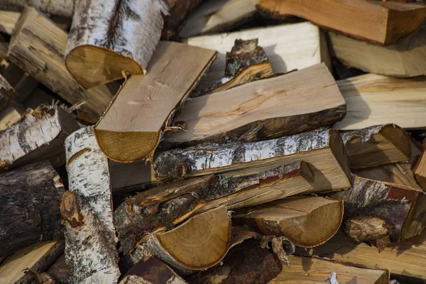 Background Firewood Pile Chopped Firewood Russian Stove — Stockfoto