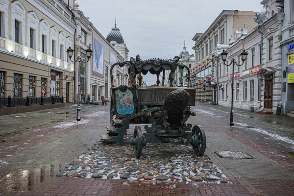 Russie Kazan Centre Ville Les Rues Bauman Sculpture Transport — Photo