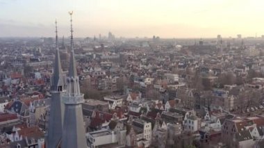 Amsterdam Şehir Havacılık Görünümü Kanalları ve Mimariyi Gösteriyor
