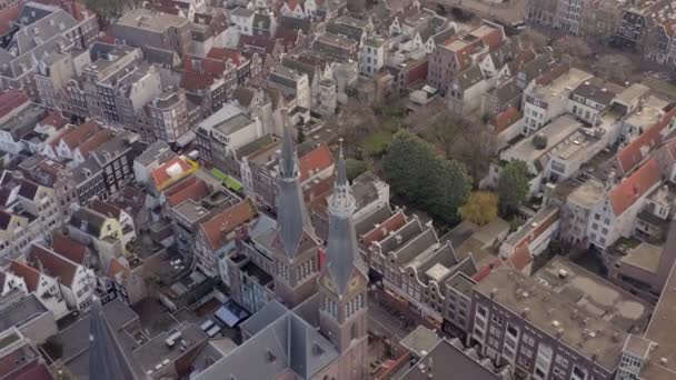 Amsterdam City Aerial View Toont Grachten Architectuur Vanuit Lucht — Stockvideo
