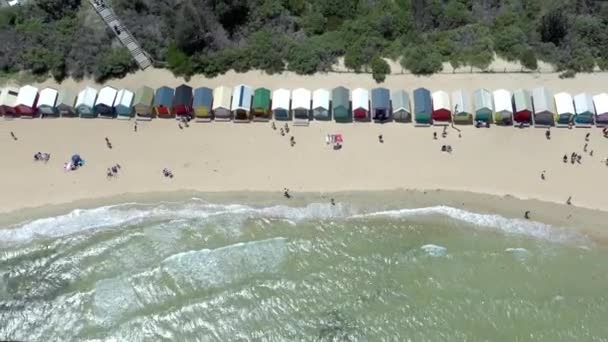 Widok Lotu Ptaka Dendy Street Beach Huts Brighton Melbourne — Wideo stockowe