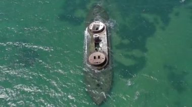 Port Philip Melbourne Avustralya Kuş Gözü Manzarası 'ndaki HMVS Cerberus Enkazı