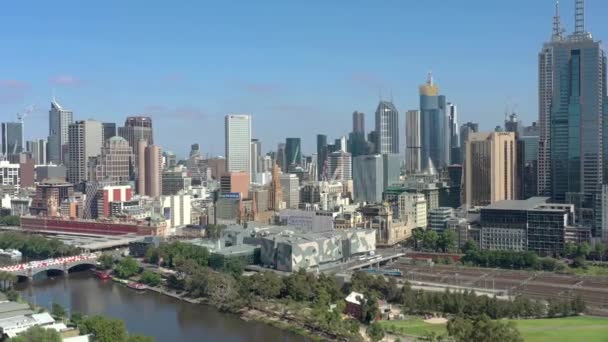 Melbourne Australien Centrum Och Cbd Från Luften — Stockvideo