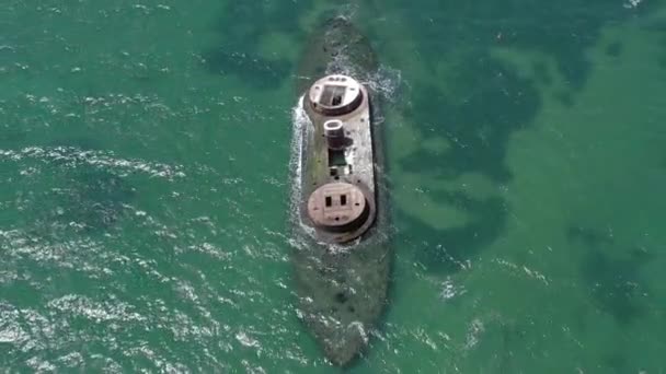 Hmvs Cerberusの港での難破船 Philip Melbourne Eye View — ストック動画