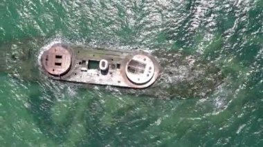 Port Philip Melbourne Avustralya Kuş Gözü Manzarası 'ndaki HMVS Cerberus Enkazı