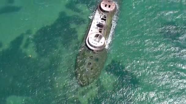 Wreck Hmvs Cerberus Port Philip Melbourne Australia Bird Eye View — стоковое видео