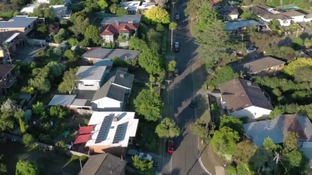 Hus Förorten Australien Flygfoto Typiska Gator Och Bostäder — Stockvideo