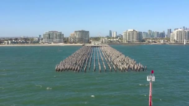 Princes Pier Port Melbourne Australien Sett Från Luften — Stockvideo