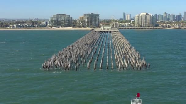 Muelle Los Príncipes Port Melbourne Australia Visto Desde Aire — Vídeos de Stock