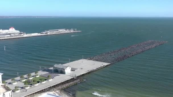 Muelle Los Príncipes Port Melbourne Australia Visto Desde Aire — Vídeos de Stock